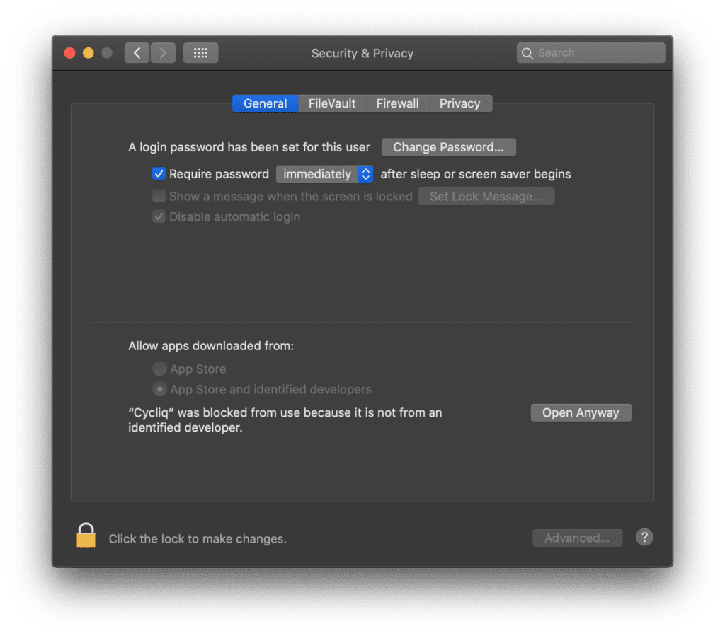 macOS Catalina Security and Privacy prompt
