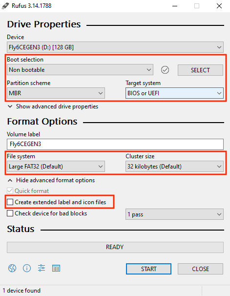 format 128gb usb from fat32 mac for larger files